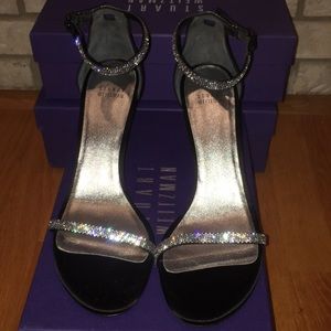 New Stuart Weitzman Strobe - Black Satin Heel 10